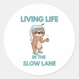 Pegatina Redonda lindo perezoso