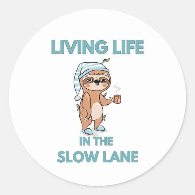 Pegatina Redonda lindo perezoso (Anverso)