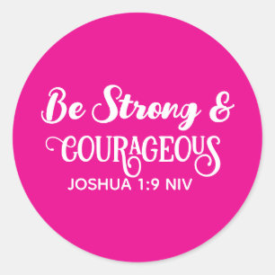 Pegatina Redonda Lindo Rosa Caliente Fuerte y Valiente Simple
