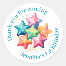 Pegatina Redonda Lindo y colorido Lollipops Cumpleaños Gracias