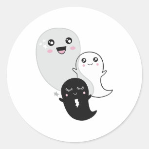 Pegatina Redonda lindos fantasmas halloween kawaii