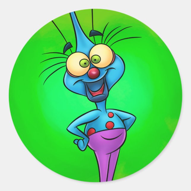 Pegatina Redonda lindos stickers de dibujos animados (Anverso)