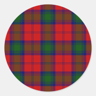 Pegatina Redonda Lindsay tartan green platillo rojo
