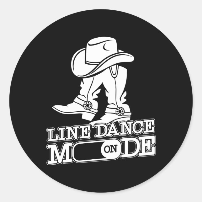Pegatina Redonda Line Dancing Dance Teacher Line Dance Mode On (Anverso)