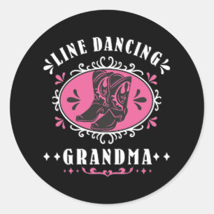 Pegatina Redonda Line Dancing Grandma Line Dancer Country Music