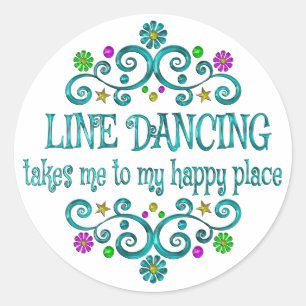 Pegatina Redonda Line Dancing Happy Place