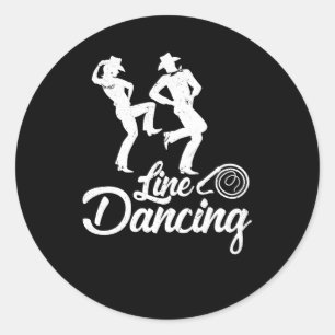 Pegatina Redonda Line Dancing Line Dance bailando cada vaquero