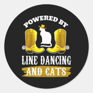 Pegatina Redonda Line Dancing Shirny Funny Cat Lover Country Music 