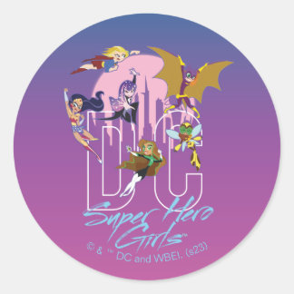 Pegatina Redonda Línea aérea del DC Super Hero Chicas
