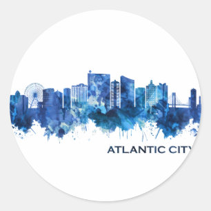Pegatina Redonda Línea Azul de la Línea Azul de Nueva Jersey de Atl