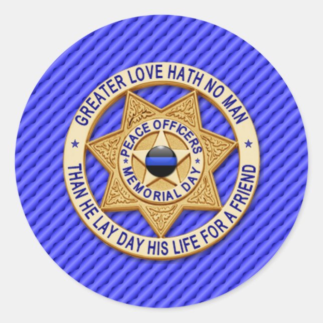 Pegatina Redonda Línea azul delgada de una especie (Anverso)