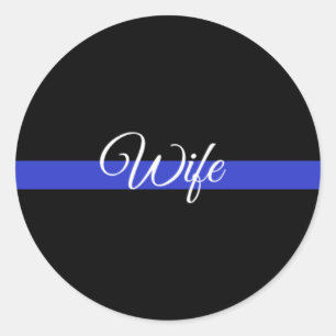 Pegatina Redonda Línea Azul delgada: Esposa policial