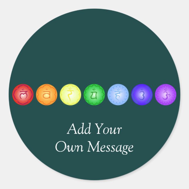 Pegatina Redonda Línea de 7 chakras (Anverso)