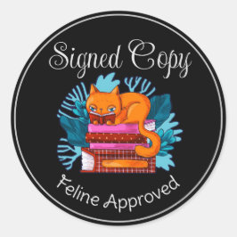 Pegatina Redonda Línea de copia firmada aprobada