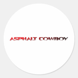 Pegatina Redonda Línea de nombre rojo Asphalt Cowboy 1