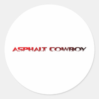 Pegatina Redonda Línea de nombre rojo Asphalt Cowboy 1