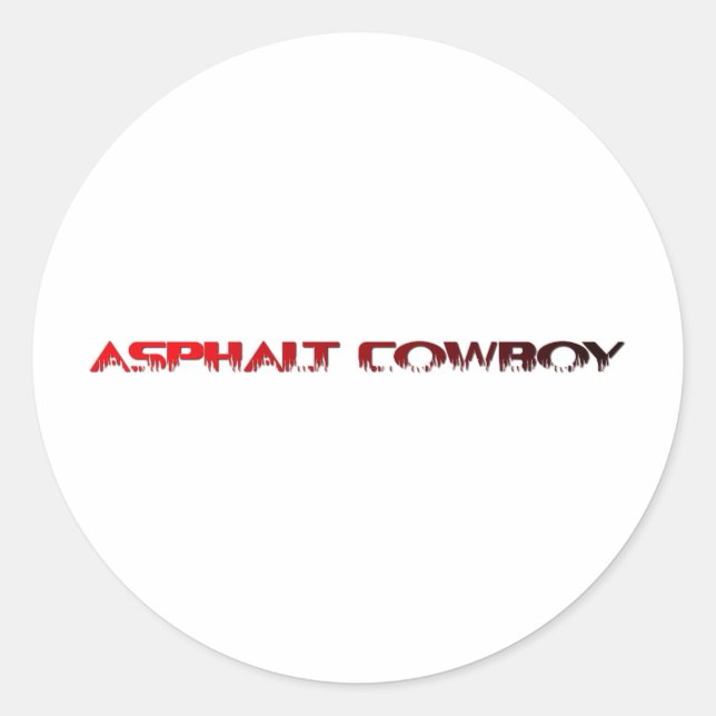 Pegatina Redonda Línea de nombre rojo Asphalt Cowboy 1 (Anverso)