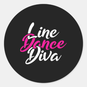 Pegatina Redonda Línea de países occidentales Dancing Diva Women Gi