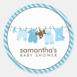 Pegatina Redonda Línea de ropa para bebé {azul}
