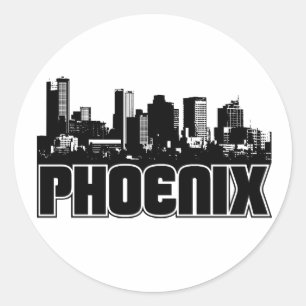 Pegatina Redonda Línea de Skyline de Phoenix