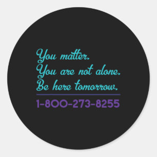 Pegatina Redonda Línea directa sobre el suicidio 1-800-273-8255 Sen