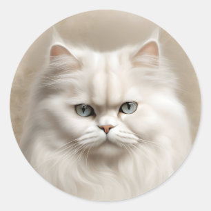 Pegatina Redonda Línea felina persa elegante