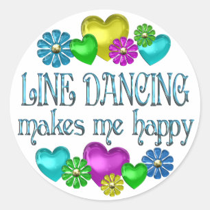 Pegatina Redonda Línea que baila Happinness