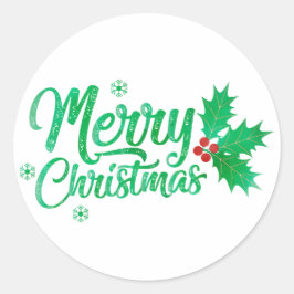 Pegatina Redonda línea retro verde feliz cumpleaños