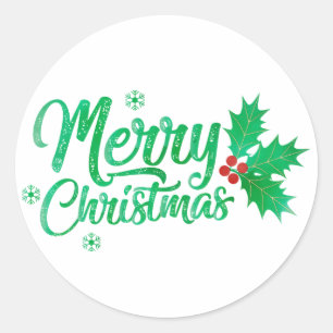 Pegatina Redonda línea retro verde feliz cumpleaños