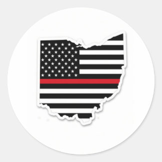 Pegatina Redonda Línea Roja Fina Ohio