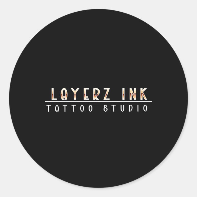 Pegatina Redonda Línea Tattoo Studio (Anverso)