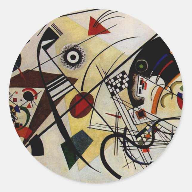 Pegatina Redonda Línea transversal ininterrumpida de Kandinsky (Anverso)