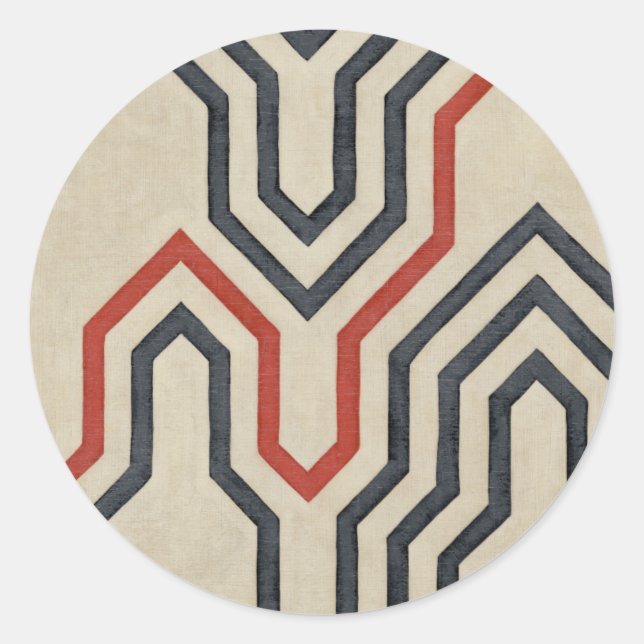 Pegatina Redonda Líneas gráficas azul y naranja (Anverso)