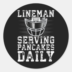 Pegatina Redonda Lineman Sirve Pancakes Daily Football Lineman