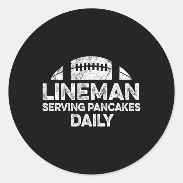 Pegatina Redonda Lineman Sirve Pancakes Daily Football Offensive (Anverso)