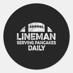 Pegatina Redonda Lineman Sirve Pancakes Daily Football Offensive