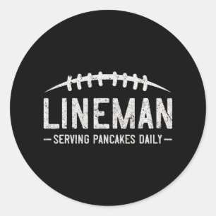 Pegatina Redonda Lineman Sirve Pancakes Daily Funny Vintage Footbal