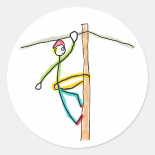 Pegatina Redonda Lineman Stickman