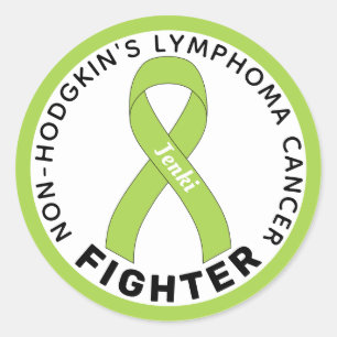 Pegatina Redonda Linfoma no Hodgkin Cáncer Cinta blanca de combate