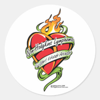 Pegatina Redonda Linfoma no Hodgkins Tattoo Heart