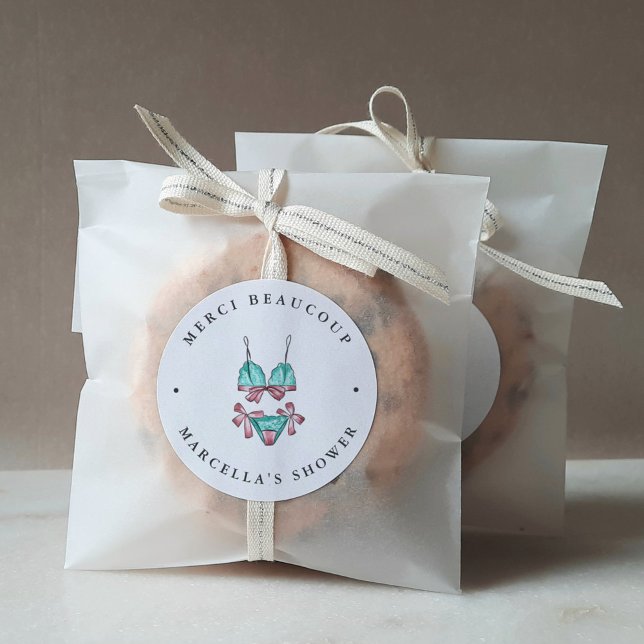 Pegatina Redonda Lingerie Bridal Shower Gracias Por Favor (Subido por el creador)