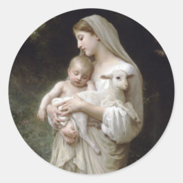 Pegatina Redonda L'Innocence 1893 William - Adolphe Bouguereau