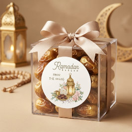 Pegatina Redonda Linterna floral de Ramadan Kareem