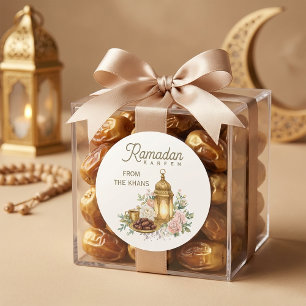 Pegatina Redonda Linterna floral de Ramadan Kareem