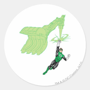 Pegatina Redonda Linterna verde - completamente representada, con m