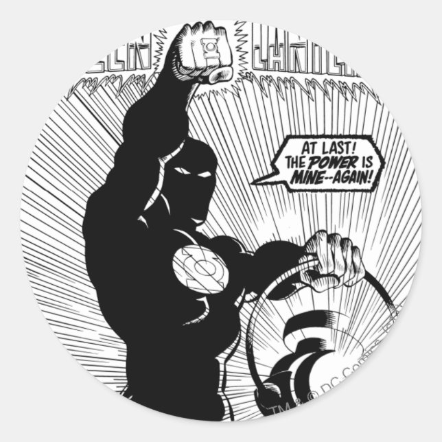 Pegatina Redonda Linterna verde: linterna brillante, negra y blanca (Anverso)