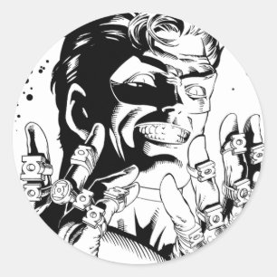 Pegatina Redonda Linterna verde - muchos anillos, blancos y negros