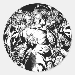 Pegatina Redonda Linterna verde rodeada