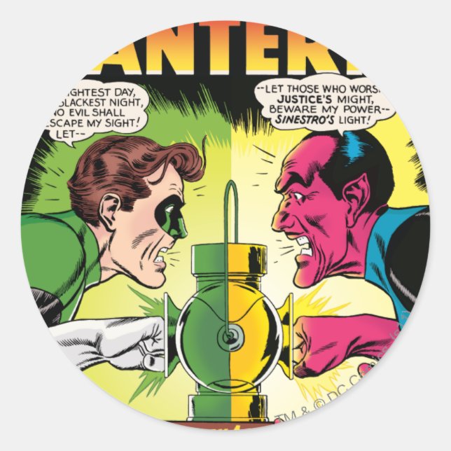 Pegatina Redonda Linterna verde vs Sinestro (Anverso)