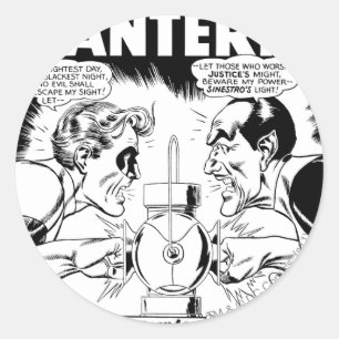 Pegatina Redonda Linterna verde vs Sinestro, negro y blanco